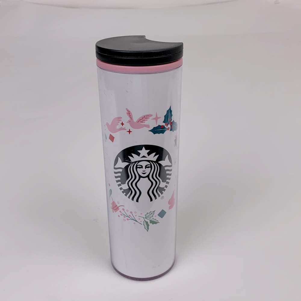 Starbucks Tumbler beverage cup Pink white black Christmas Screw lid